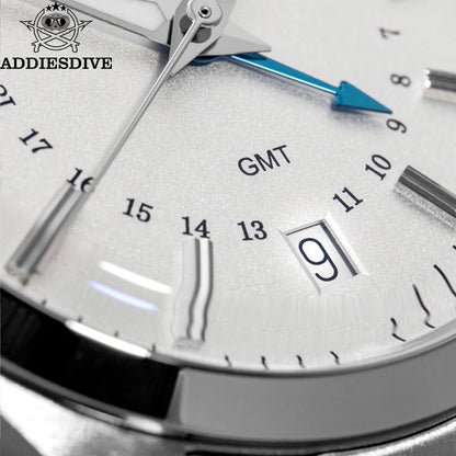 ADDIESDIVE 36mm Men's Analog Watch GMT 515-24H Watch BGW9 Luminous 100m Waterproof Stainless Steel Men's Quartz Watches AD2065