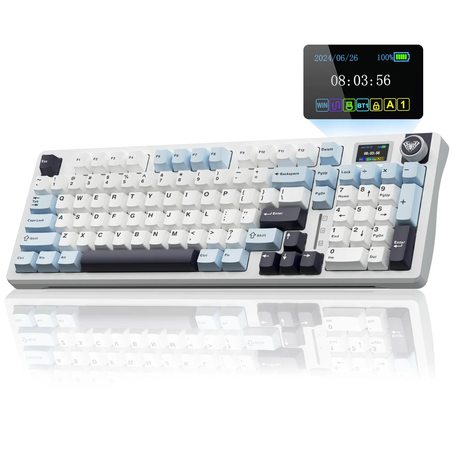 AULA S98pro Wireless Mechanical Keyboard Gasket Hot-swap Gaming Keyboard with Mini TFT Color Screen and Multi-function Knob