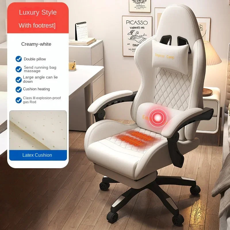 Silla gaming Hestora de piel PU grande y alta, silla ergonómica para ordenador con respaldo alto, reposapiés, masaje y soporte lumbar para adultos