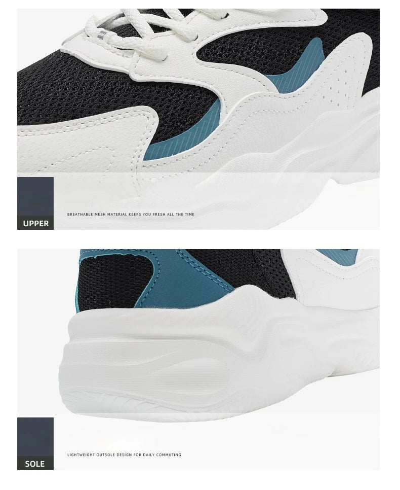 Xtep Casual Shoes For Men Breathable Thick Sole Heightened Lightweight Strong Wrapping Street Style Sports Shoes 977319320047
