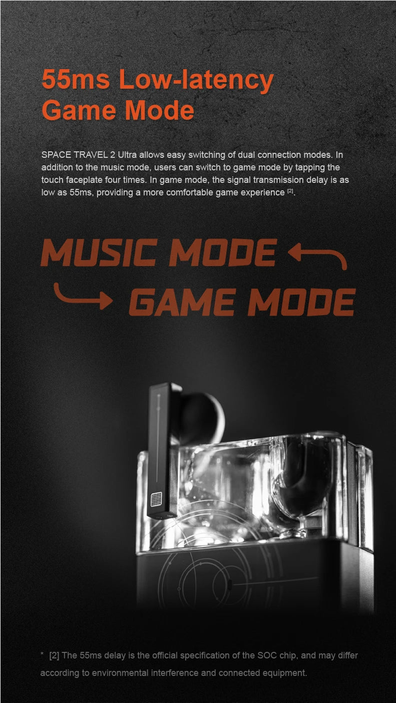MOONDROP Space Travel 2 ULTRA TWS Bluetooth Earphones with ANC, LDAC Hi-Res Audio, Bluetooth 6.0, 55ms Low Latency Gaming Earbuds