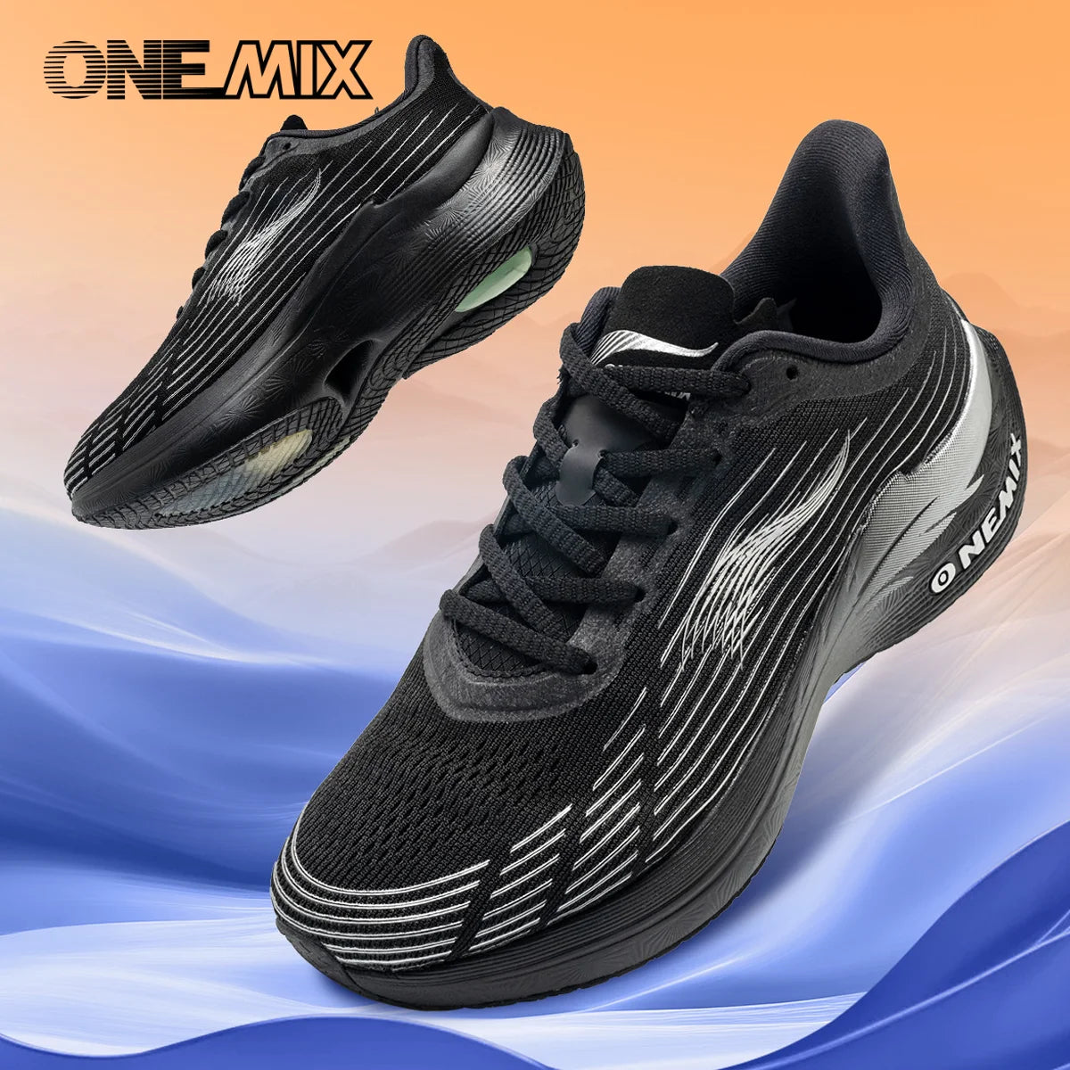 Onemix Nové pánske maratónske bežecké topánky pre ženy – priedušné, ľahké tenisky so šnurovaním, športová obuv, pohodlné, ľahké a mäkké