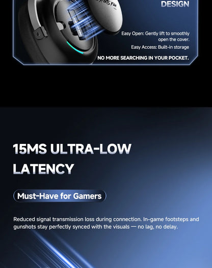 HaaYot Professional Wireless Gaming Headset Bluetooth 6.0 with 7.1 Surround Sound, Low Latency 15ms Gaming Headphones with Mic for PC PS5 Switch Mobile