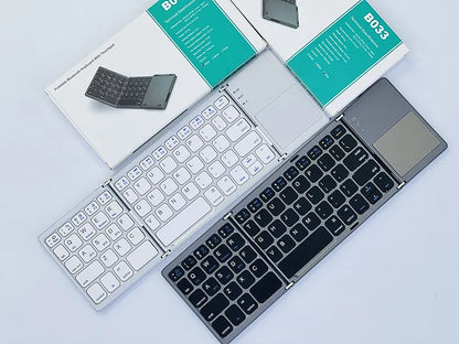 Tri-fold Bluetooth Keyboard with Touchpad Portable Mini Keyboard Rechargeable Keyboard Wireless Keyboard For Windows Android iOS