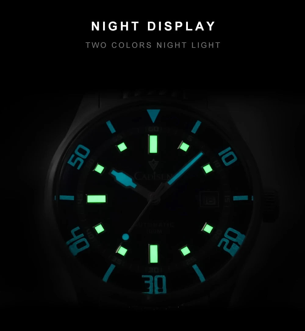 CADISEN Automatic Mechanical Watch Man Silver Business Casual Waterproof Watch Japan MIYOTA 8215 Movement Domed Glass Mens Watch