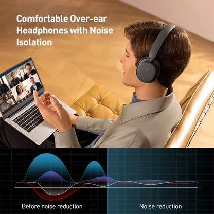 Baseus Bowie D05 Wireless Headphone Bluetooth 5.3 Earphone HIFI Level Headset 40mm Driver Foldable Over Ear Headphone 70H Time