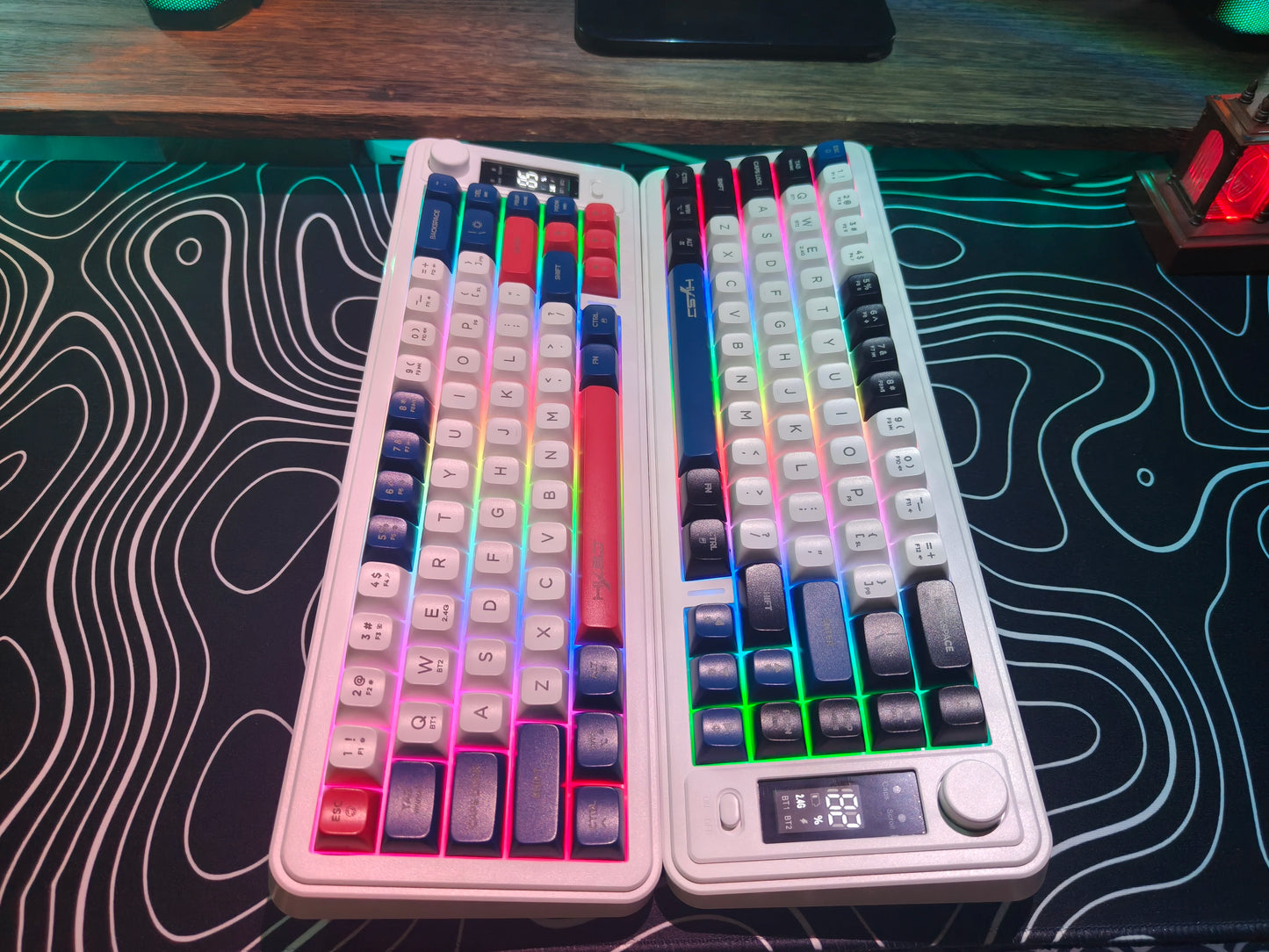 HXSJ L68 81-Key 3-mode wireless gaming keyboard silent Rainbow lighting ergonomic compact wireless membrane keyboard for pc
