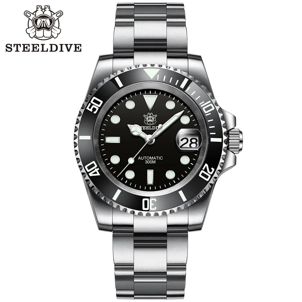 Steeldive Brand Watch SD1953 Water Ghost Diver Watch Men 300M Waterproof Sapphire Glass BGW9 Luminous NH35 Automatic Dive Watch