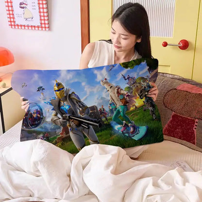 Cartoon-Game F-FortniteS aus schnelltrocknendem Polyester, rutschfest, hochwertiges Kissenhandtuch, rutschfester Kissenbezug, sicher befestigt.