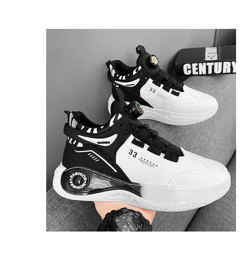 Herren-Sneaker mit drehbarer Schnalle – bequeme, rutschfeste Schnürschuhe für Outdoor-Aktivitäten