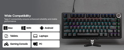 EPOMAKER x AULA F75 Wired Only 75% ANSI US Layout Gasket Hot-Swap Mechanical Keyboard for Mac/WIN/Android with Knob
