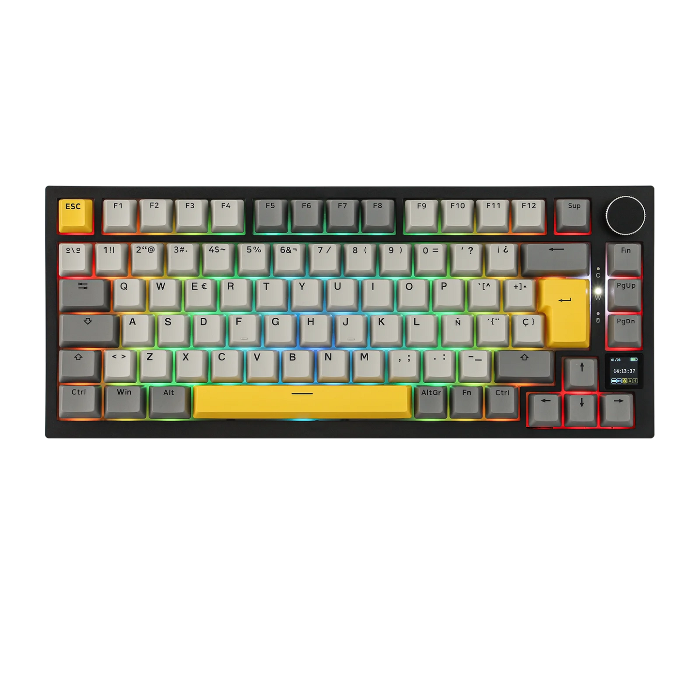 ISO-ES Layout EPOMAKER X AJAZZ AK820 PRO 75% Spanish Layout Wired/2.4GHz/BT Mechanical Keyboard with Screen & Knob for Pc/Mac