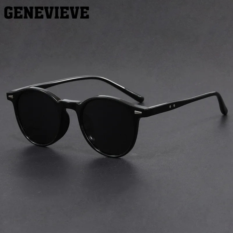 GENEVIEVE Simple Geometric Round Frame Design Women Men Polarized Sunglasses UV Protection Customizable Prescription 1080