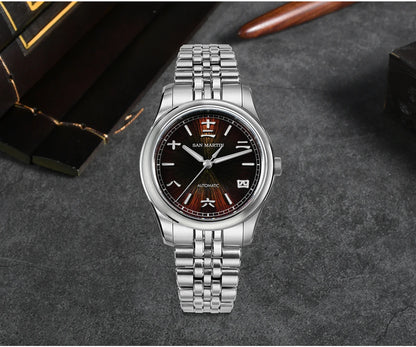 San Martin 39mm Enamel Sunray JianZhan Dial Men GADA Watch 90S5 Automatic BGW-X1 10Bar Sapphire 5-Link Bracelet SN0144CG