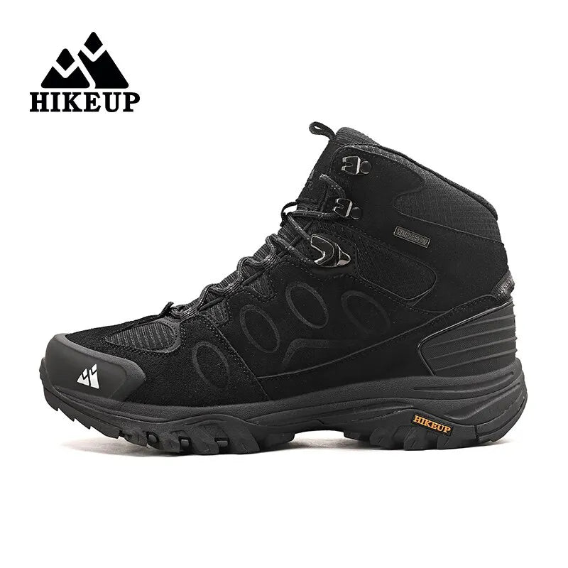 HIKEUP High-Top Herren-Wanderstiefel Winter Outdoor Schuhe Schnürung Rutschfeste Sportliche Freizeit-Trekkingstiefel Herren Wildleder Warme Schuhe