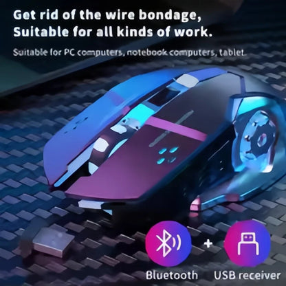 Újratölthető vezeték nélküli gaming egér – csendes Bluetooth/USB, RGB háttérvilágítás, e-sporthoz PC-re