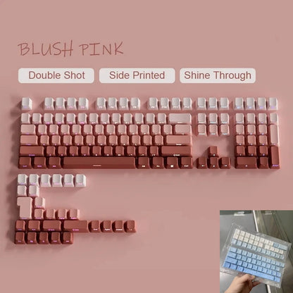 Neue Keycaps für 60/64/84/98/108 Gaming-Mechaniktastaturen mit MX-Switches, 135 Tasten, OEM PBT, seitlich graviert, Farbverlauf in Rot und Schwarz