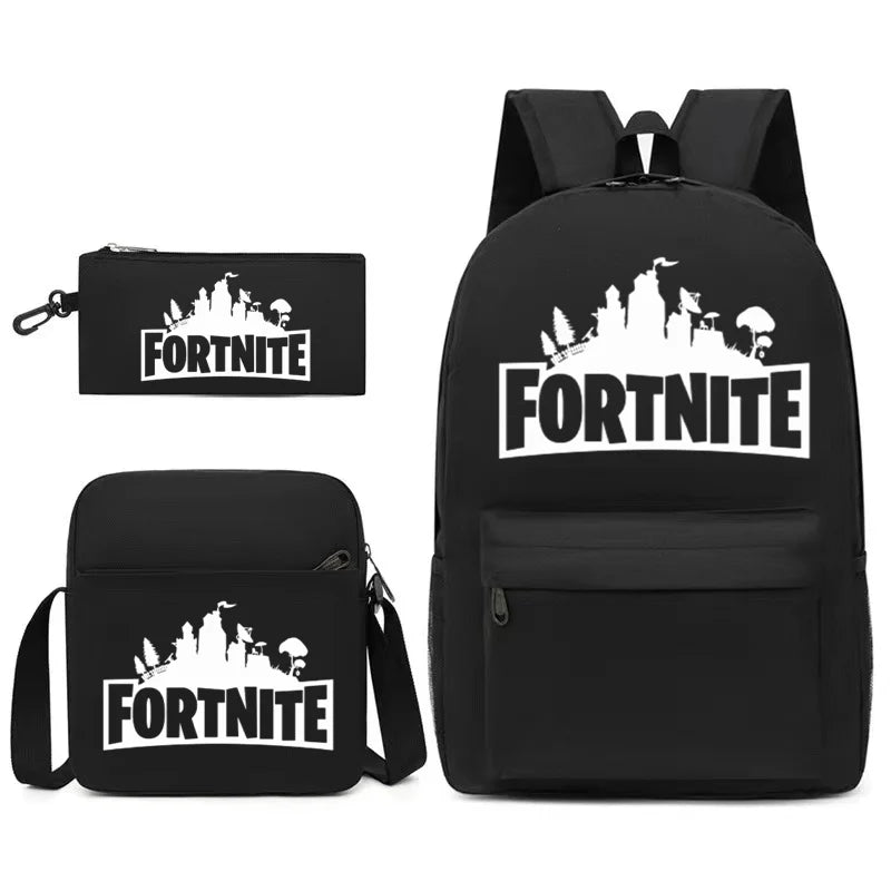 3Pcs Fortnite Gaming Backpack Set Lightweight Minimalist Laptop Schoolbag Pencil Case Lunch Bag Casual Travel Bag Holiday Gift
