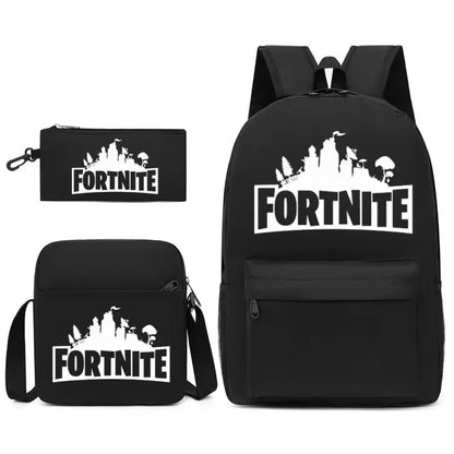 3Pcs Fortnite Gaming Backpack Set Lightweight Minimalist Laptop Schoolbag Pencil Case Lunch Bag Casual Travel Bag Holiday Gift