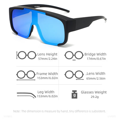 VIVIBEE Large Polarized Glasses Fit Over Sunglasses Photochromic Men Driving UV400 Fishing Outdoor Women Mirrored Dark Goggles
