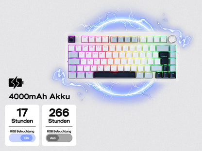 EPOMAKER x AULA F75 ISO-DE Tri-Mode Connectivity QWERTZ German Layout Wireless Mechanical Keyboard with 4000 mAh Battery