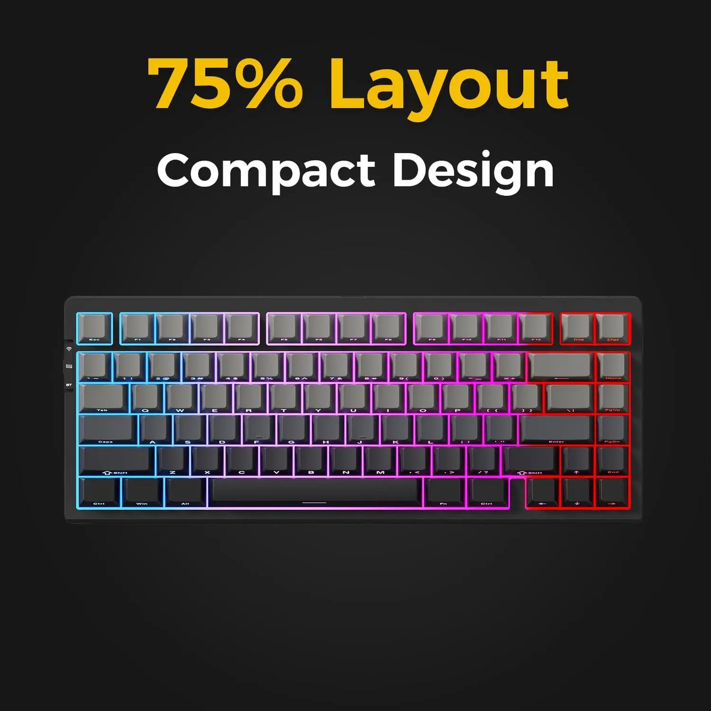 MCHOSE G75 Pro Wireless Mechanical Keyboard 75% Layout Gasket Mounted 5 Layers Dampening RGB Backlit Tri-Mode Hot Swappable
