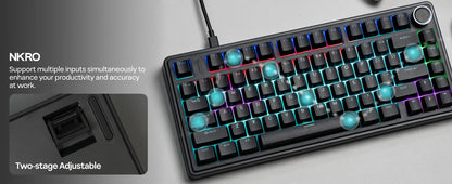 EPOMAKER x AULA F75 Wired Only 75% ANSI US Layout Gasket Hot-Swap Mechanical Keyboard for Mac/WIN/Android with Knob