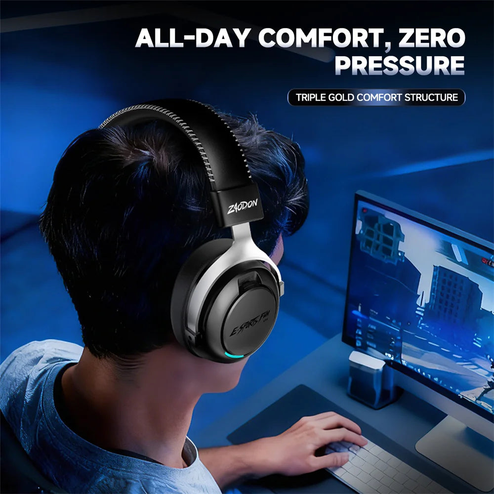 HaaYot Professional Wireless Gaming Headset Bluetooth 6.0 with 7.1 Surround Sound, Low Latency 15ms Gaming Headphones with Mic for PC PS5 Switch Mobile