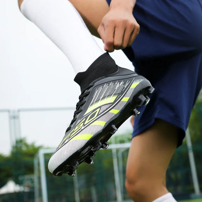 Nouvelles chaussures de football pour hommes, antidérapantes, à la cheville, chaussures de sport TF/FG, chaussures de football professionnelles pour garçons, baskets unisexes confortables