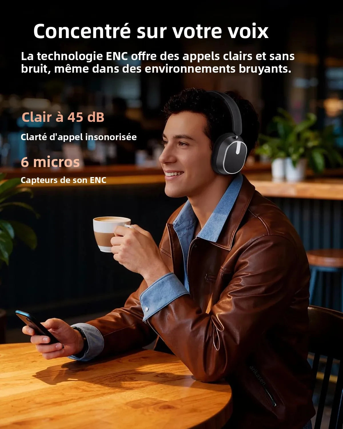 Active Noise Cancelling Headphones Bluetooth 6.0 Wireless Over-Ear Headphones with 120H Battery, 6-Mic ENC Calls, LED Power Display & Spatial Audio