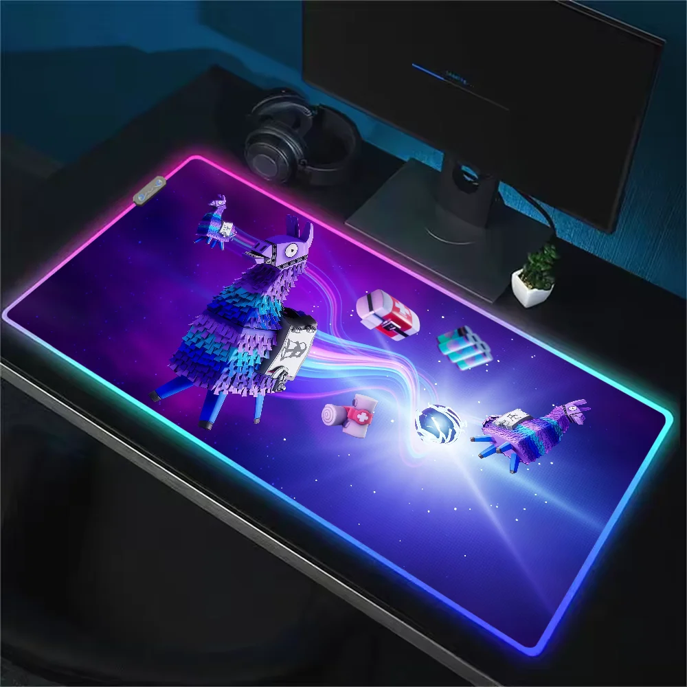 Game F-Fortnite Survival Battle Mouse Pad RGB LED Light Non-Slip Rubber Base Waterproof Office PC Home Desk-Mat USB Large Game