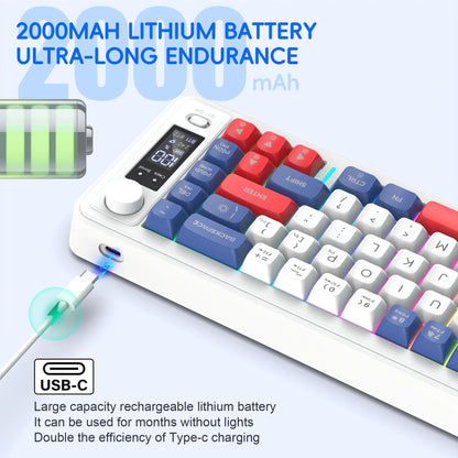 HXSJ L68 81-Key 3-mode wireless gaming keyboard silent Rainbow lighting ergonomic compact wireless membrane keyboard for pc
