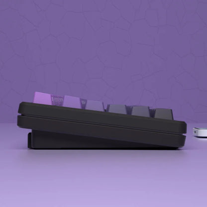 Black Purple Side Engraved Translucent OEM Keycaps 130 Keys PBT Small Full Set Keycaps for 60/64/84/98/108 Mechanical Keyboards