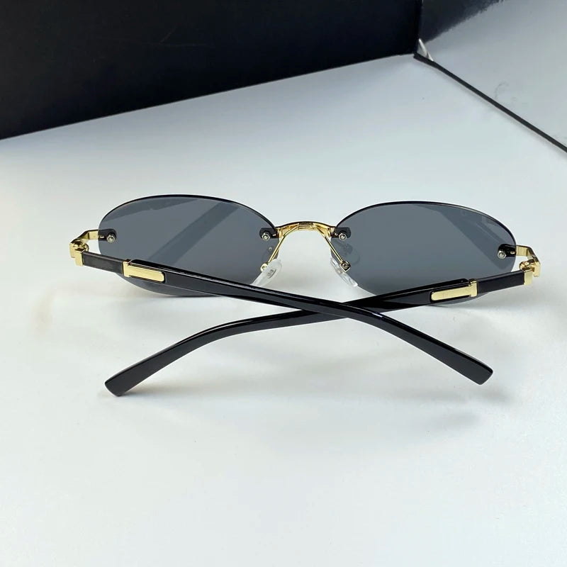 Rimless Sunglasses Oval Fashion Popular Female Male Sunglasses Round Sunglasses Female Male Summer Travel Glasses