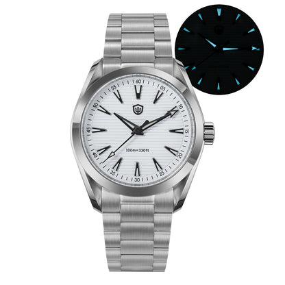 Hodinky Watchdives WD0006, stroj VH31 s plynulým chodem sekundové ručky, vypouklé safírové sklo, luminiscenční povlak BGW9, vodotěsnost 10 barů, 38 mm, vintage styl