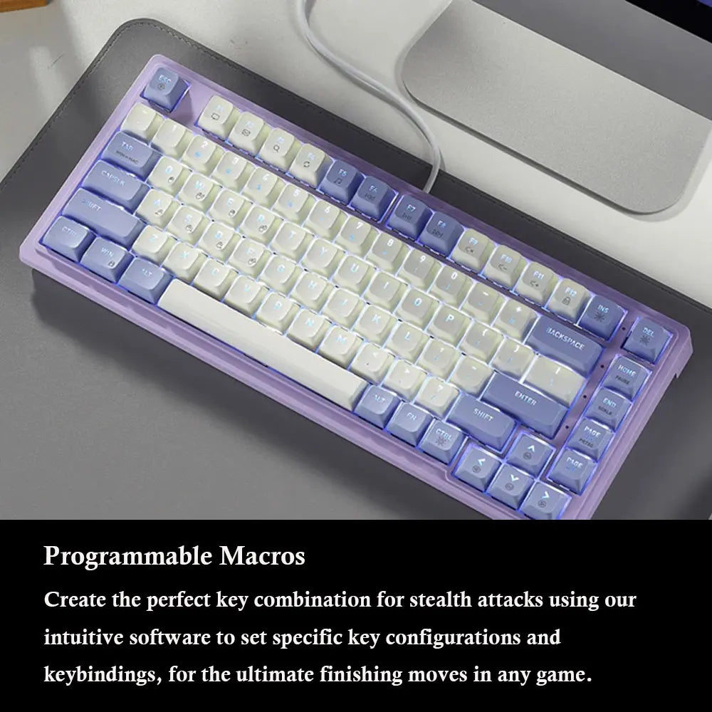 HEXGEARS M2 Mechanical Keyboard 87key Hot Swap PBT Gasket Structure White Backlit Macro Defined Gaming Mechanical Keyboard