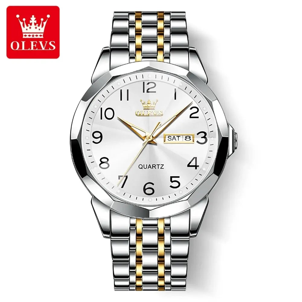 Pánske hodinky OLEVS 9970 – Elegantný model s digitálnym ciferníkom, zobrazením dátumu a dňa, vodotesné, luminiscenčné, quartzové – Originálne luxusné hodinky