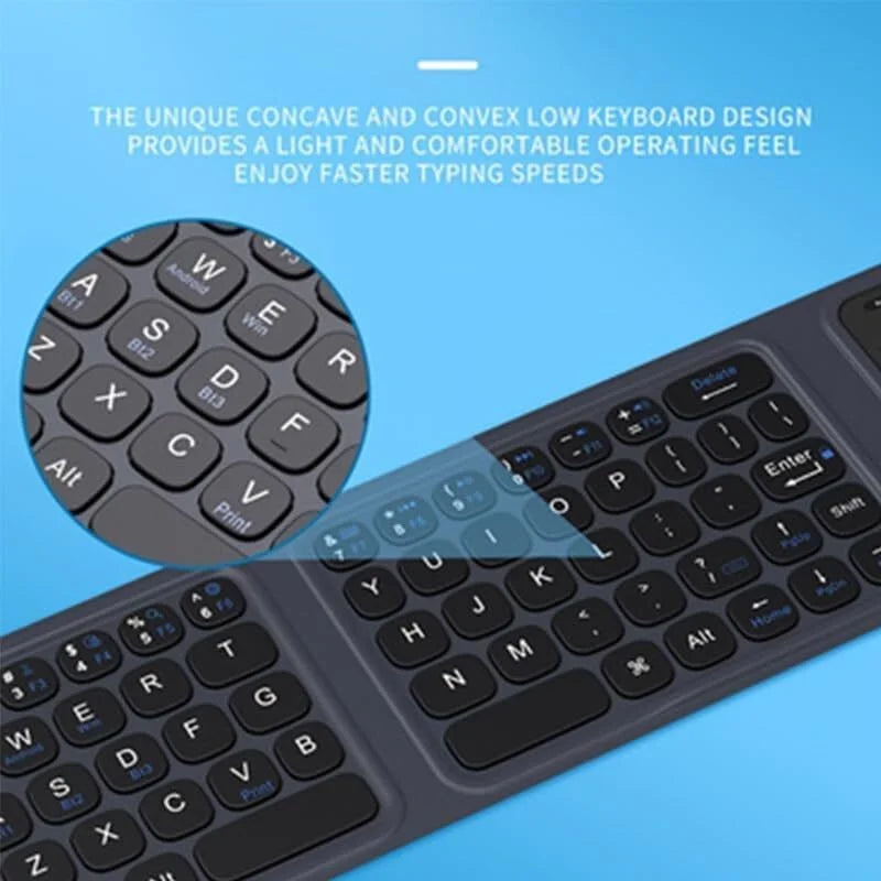 Jomaa Bluetooth Foldable Keyboard ,Tri-Fold Wireless Keyboard,PU Leather Cover 3 Device Connections,for Tablet Phone Laptop