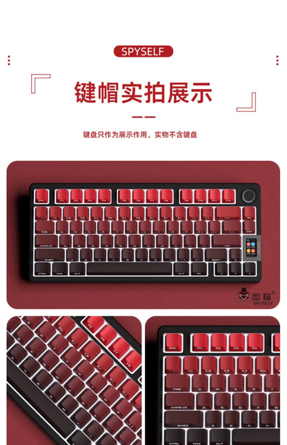 Neue Keycaps für 60/64/84/98/108 Gaming-Mechaniktastaturen mit MX-Switches, 135 Tasten, OEM PBT, seitlich graviert, Farbverlauf in Rot und Schwarz
