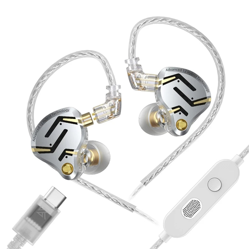 KZ ZS12 PRO 2 Hybrid IEM Earphones – HiFi Bass Wired Gaming Earbuds with Super-Linear Drivers