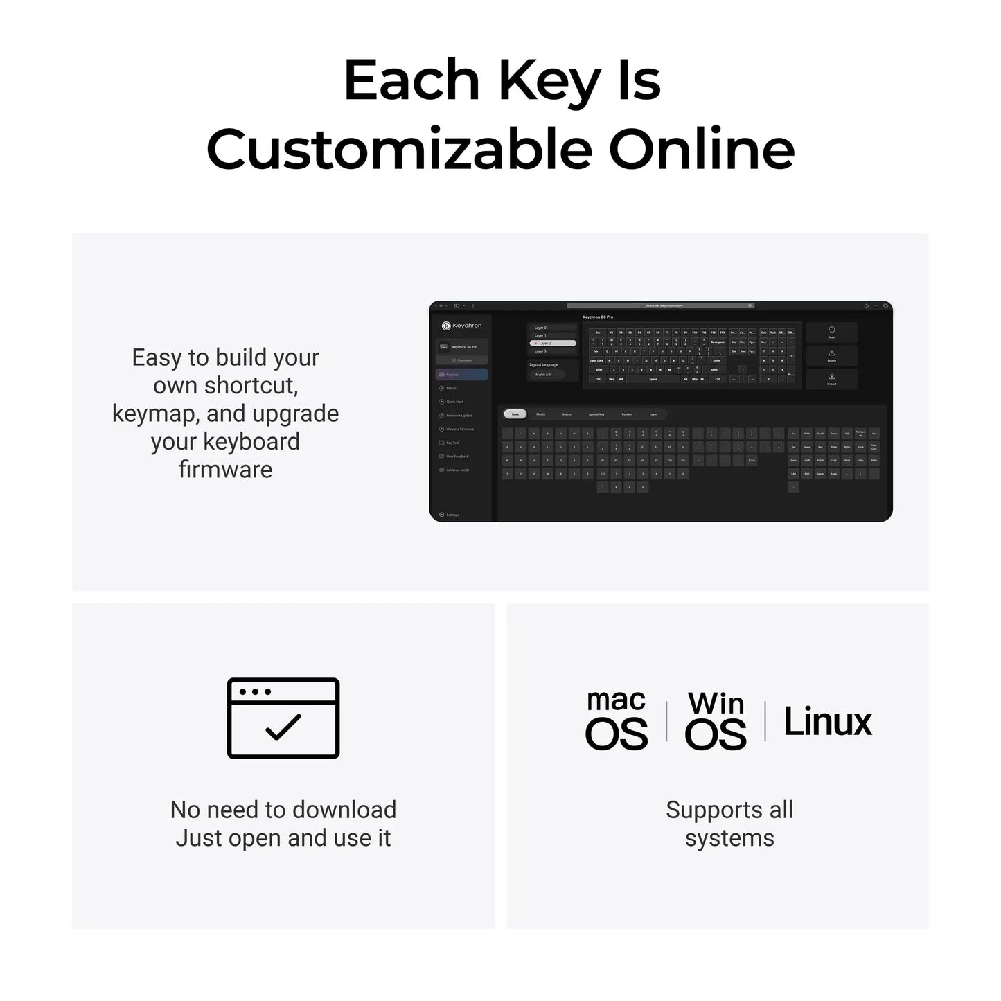 Keychron B6 Pro ISO Layout Ultra-Slim Wireless Keyboard Full Size Portable Lightweight 2.4GHz & Bluetooth Connections