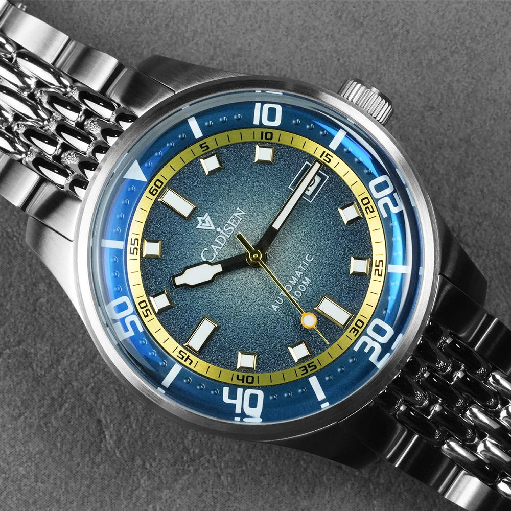CADISEN Automatic Mechanical Watch Man Silver Business Casual Waterproof Watch Japan MIYOTA 8215 Movement Domed Glass Mens Watch