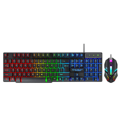 Spanish Keyboard with Ñ Russian Keyboard ISO 100% Layout 104 Keys Spanish Russian Gaming Keyboard Mouse Kit Backlight Wired T20