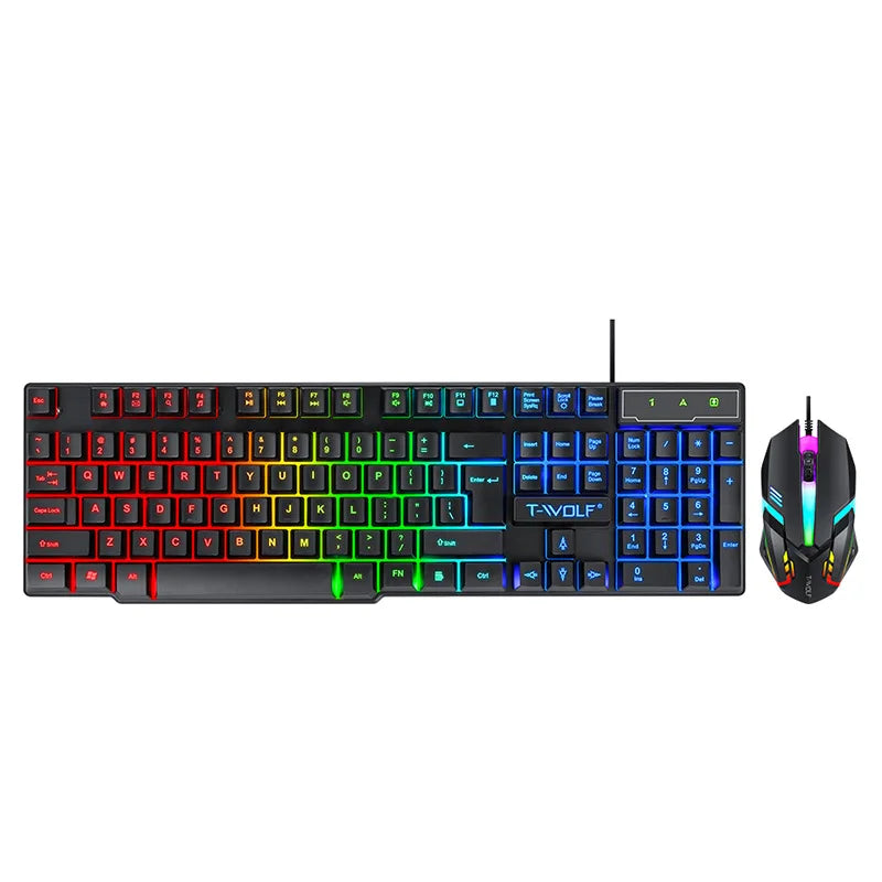 Spanish Keyboard with Spanish Layout Russian Arabic Keyboard Mouse Kit 100% Keyboard ISO Color Backlight Wired Gaming Office T20