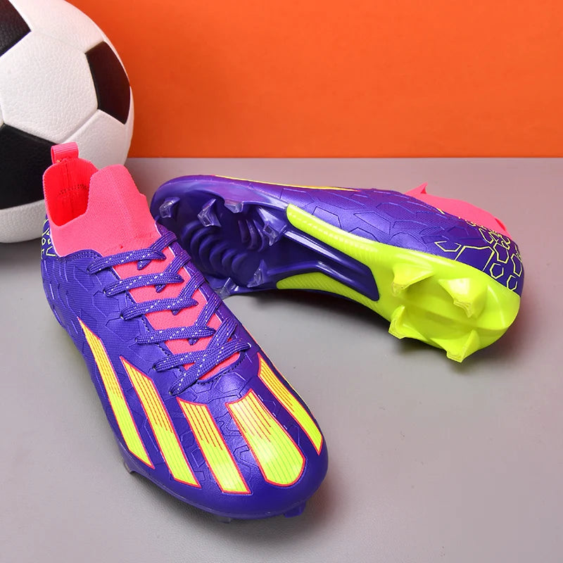 Professional Men Ankle Football Boots Outdoor Grass Cleats Unisex Soccer Shoes Long Spikes FG Football Shoes Chuteira Society
