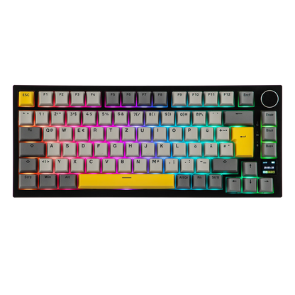 ISO-DE Layout AJAZZ AK820 PRO 75% QWERTZ German Layout Mechanical Keyboard Tri-Modes Wireless Keyboard with TFT Screen NKRO RGB