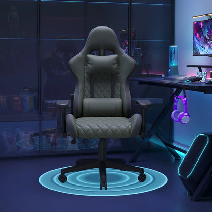 Ergonomic Office Chair with Lumbar Massage, RGB LED Lighting, Reclining Backrest, Adjustable Armrests Gaming Desk Chair for Home Office