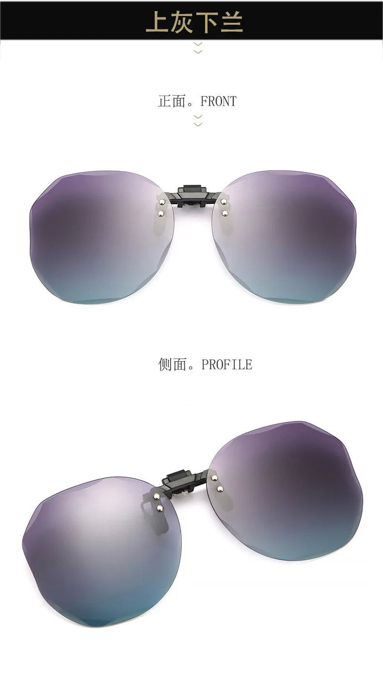 Women Sunglasses Clip-on Polarized Optical Glasses Clip Diamond Cut Mirror Eyeglasses Anti-UV Driving Sunglasses 2026 Trendy