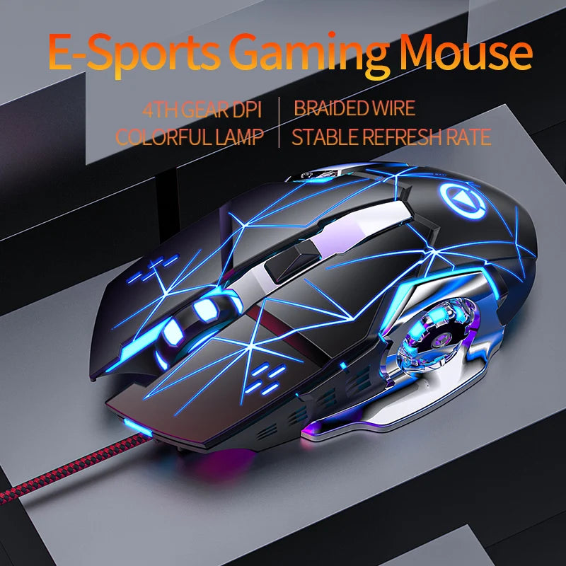 USB-kablet gamingmus med 6 knapper, baggrundsbelysning, ergonomisk design og justerbar DPI – optisk mus til PC-gamer, computer og desktop