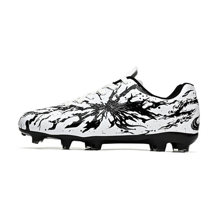 Chaussures de football pour hommes AG/FG pour terrain ferme, crampons en caoutchouc antidérapants, respirantes en PU, pour adultes, pour la pratique et la compétition de football en extérieur.